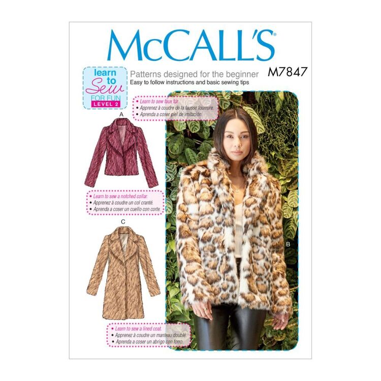 McCall's Pattern M7847 Learn To Sew For Fun Misses' Coats