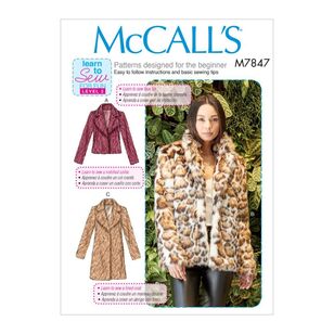 McCall's Pattern M7847 Learn To Sew For Fun Misses' Coats
