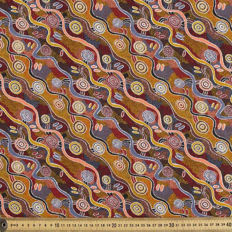 Jijaka Desert Tracks Cotton Fabric Russet 112 cm