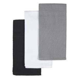 Mode Home Brynn Tea Towel 3 Pack Black 50 x 70 cm