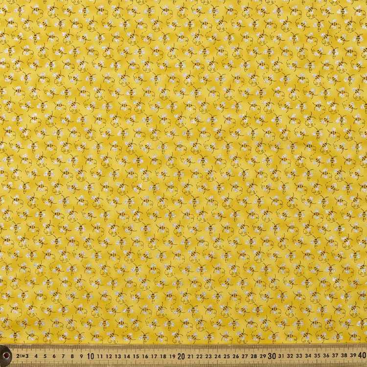 112 cm Glitter Buzz Printed Poplin Fabric Yellow 112 cm