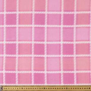 Pink Check Printed 220 cm Wide Width Polar Fleece Fabric Pink 220 cm