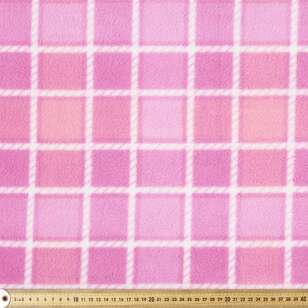 Pink Check Printed 220 cm Wide Width Polar Fleece Fabric Pink 220 cm