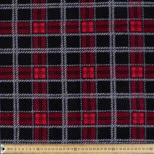Check Printed 220 cm Wide Width Polar Fleece Fabric Black & Red 220 cm