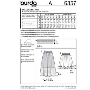 Burda Pattern 6357 Misses' Skirts 10 - 20