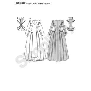 Burda Pattern 6398 Misses' Renaissance Dress 8 - 18
