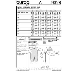 Burda Pattern 9328 Baby's Romper 1 - 18 Months