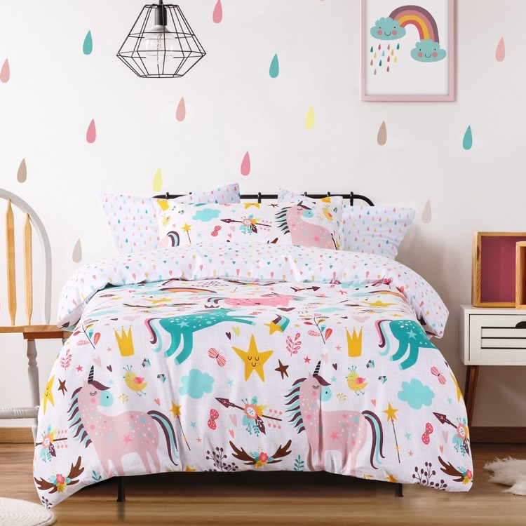 Ombre Blu Magical Unicorns Quilt Cover Set Pink