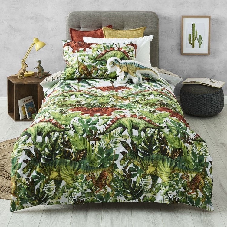 Kids House Dino Jungle Quilt Cover Set Multicoloured