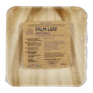 EcoSouLife Palm Leaf Large Square Plate 5 Pack Natural 25 cm