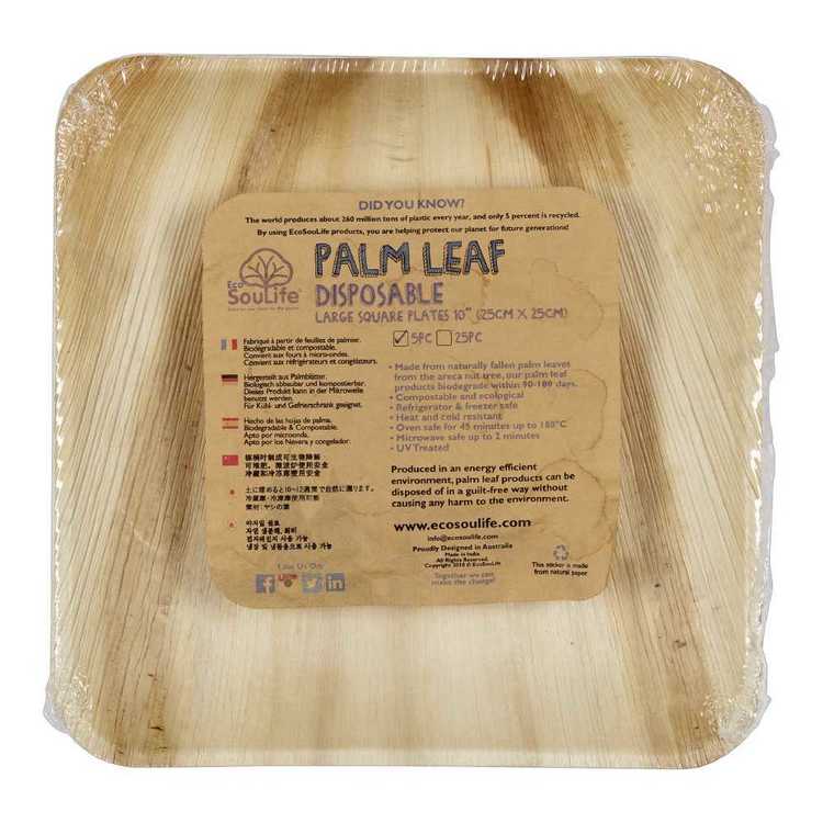 EcoSouLife Palm Leaf Large Square Plate 5 Pack