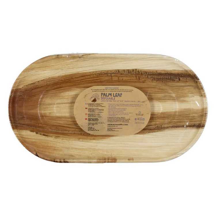 EcoSouLife Palm Leaf Large Oval Serving Tray 3 Pack