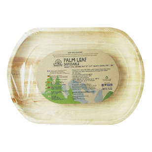 EcoSouLife Palm Leaf Medium Oval Serving Tray 3 Pack Natural Medium