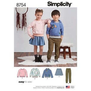 Simplicity Pattern 8754 Children's Pants, Skirt And Sweatshirts 3 - 8