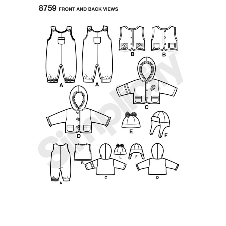 Simplicity Pattern 8759 Babies' Sportswear XX Small - Large