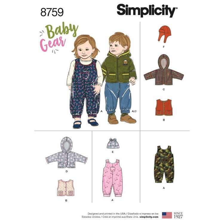 Simplicity Pattern 8759 Babies' Sportswear XX Small - Large