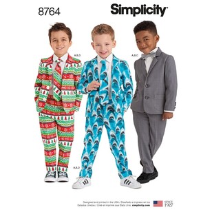 Simplicity Pattern 8764 Boys' Suit And Ties 3 - 8