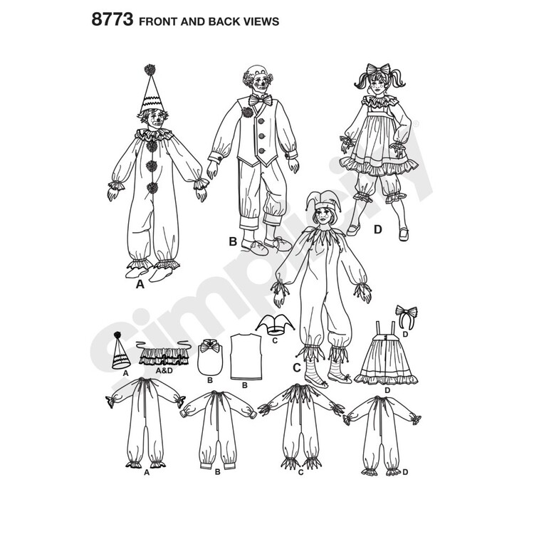 Simplicity Pattern 8773 Misses', Men's And Teens' Costumes Small - Large
