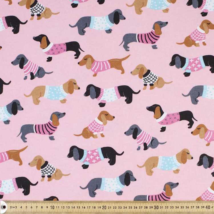 Dachshunds Printed Flannelette Fabric