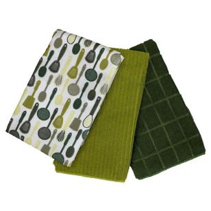 WAM Utensils Set of 3 Tea Towel Moss 45x70cm