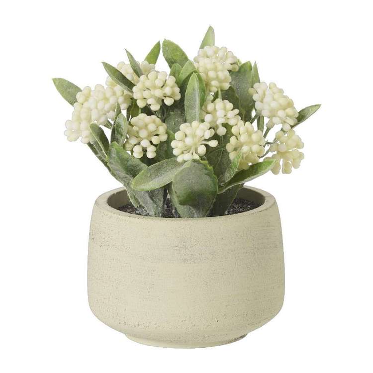 Floral Eucalyptus Pot Yellow & White 13 x 17 cm