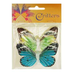 Ribtex Critters 9 x 6 cm Craft Butterfly 2 Pack Blue & Green