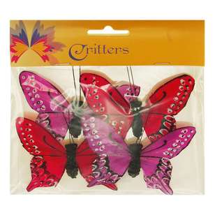 Ribtex Critters 9.5 x 7 cm Craft Butterfly 4 Pack Pink & Purple