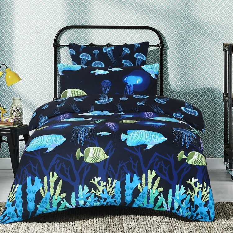 Ombre Blu Neon Reef Quilt Cover Set