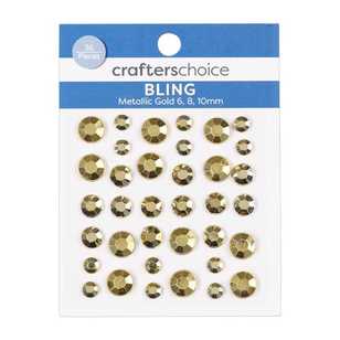 Crafters Choice Solid Rhinestones 36 Pack Metallic Gold