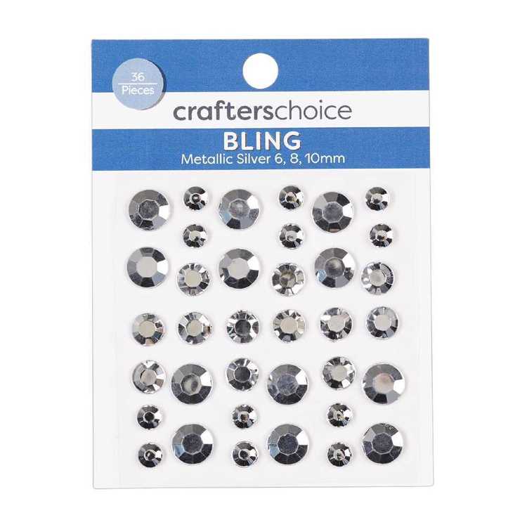 Crafters Choice Solid Rhinestones 36 Pack Metallic Silver