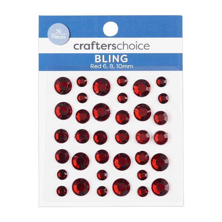 Crafters Choice Solid Rhinestones 36 Pack Red