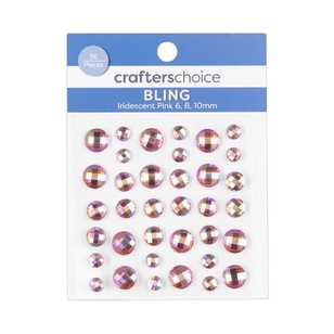 Crafters Choice Iridescent Rhinestones 36 Pack Iridescent Pink
