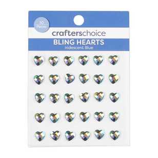 Crafters Choice Iridescent Hearts 30 Pack Iridescent Blue