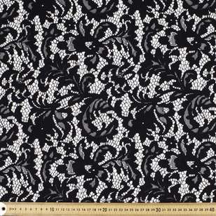 Floral Patterned 145 cm Cotton Nylon Lace Fabric Black 145 cm