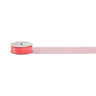Offray Simply Sheer Machine Edge Ribbon Coral Rose 22 mm x 6.4 m