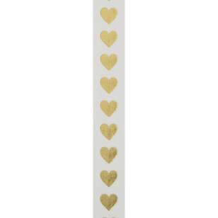 Offray Large Golden Hearts Ribbon White & Gold 22 mm x 2.7 m