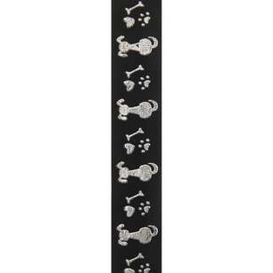 Offray Dogs Rule Single Faced Satin Ribbon Black & Silver 22 mm x 2.7 m