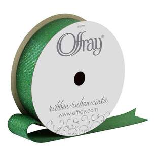 Offray Glitter Grosgrain Ribbon Emerald 22 mm x 2.7 m