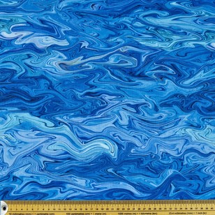 Nature's Garden Digital Marble Cotton Fabric Blue 112 cm