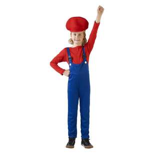 Spartys Children's Red Plumber Overall Costume Red