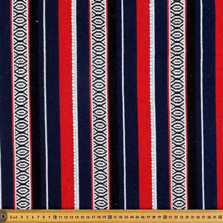 Midnight Stripe Hasina Fabric Navy & Multicoloured 150 cm