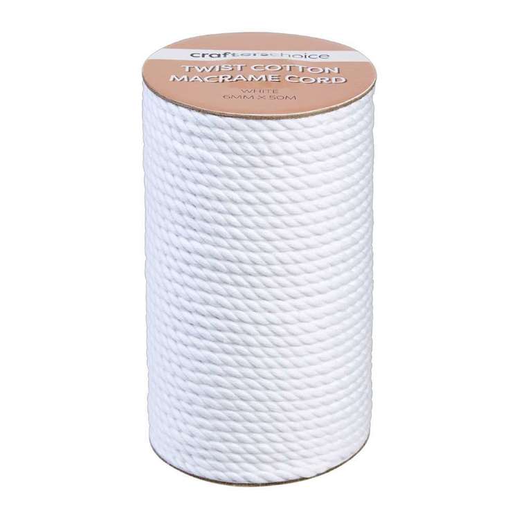 Crafters Choice Macrame Twist Cotton Cord White 6 mm x 50 m