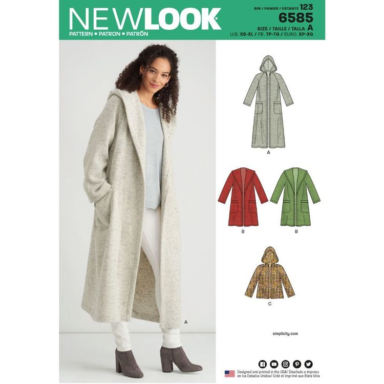 New Look Pattern 6585 Misses' Coat with Hood