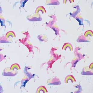 Ombre Blu Rainbow Unicorn Pencil Pleat Curtain White