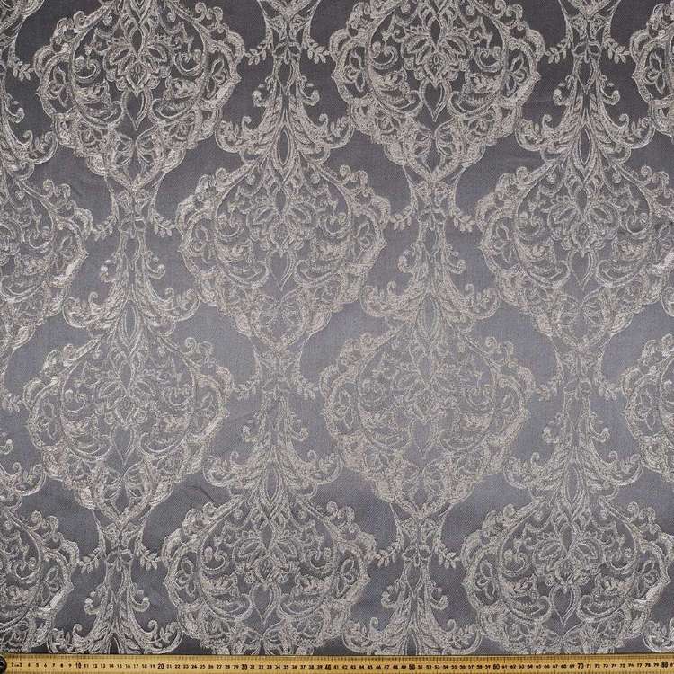 Marie Baroque Curtain Fabric Charcoal 145 cm