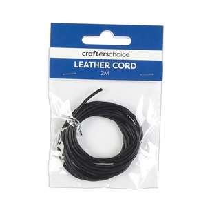 Crafters Choice 2 m Round Leather Cord Black 2 mm x 2 m