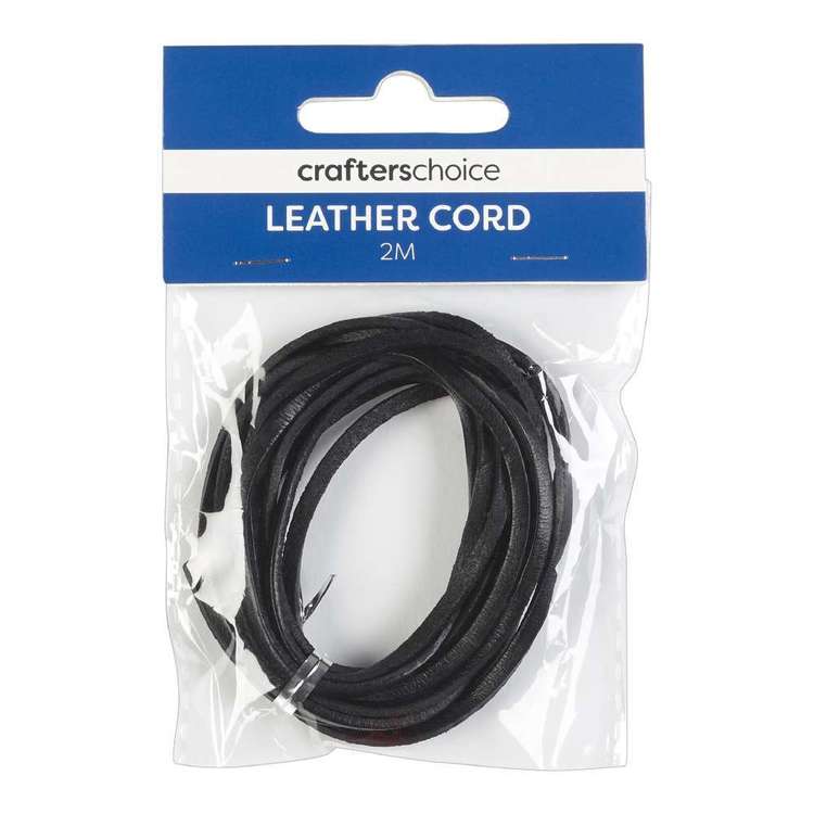 Crafters Choice Flat Leather Cord Black 3 mm x 2 m