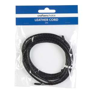 Crafters Choice Braided Leather Cord Black 4 mm x 2 m
