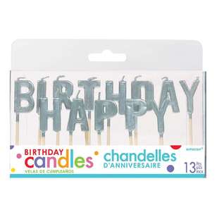 Amscan Happy Birthday Candles Silver