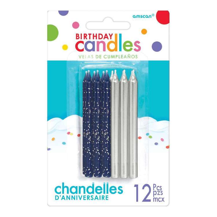 Amscan Glitter and Metallic Candles 12 Pack